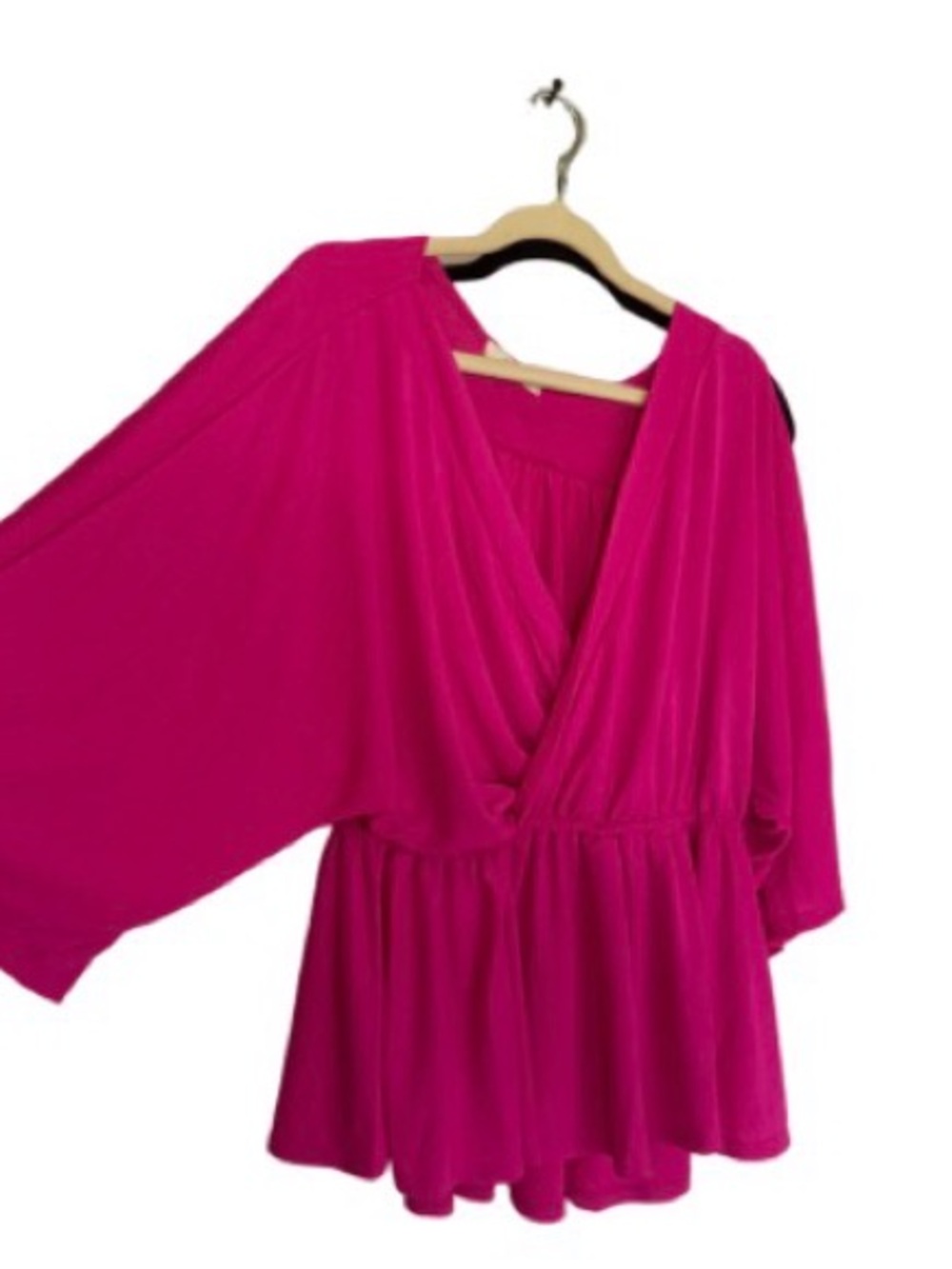 Cherish Fuchsia Wrap-Front peplum Top